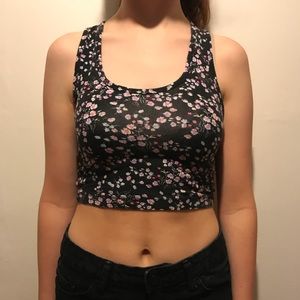 Nollie black floral crop top size small